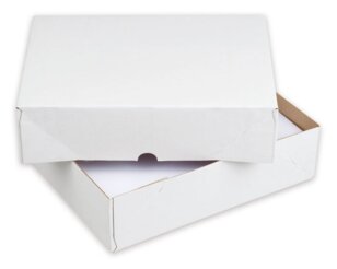 Falt-Päckli für Format A4, 82mm hoch, aus weissem Karton Versandboxen, Verpackung & Versand