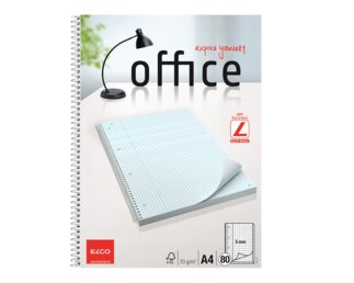 Bloc college Office au format A4, quadrillé 5 mm avec marge, perforé, extra blanc, 80 feuilles  Blocs, carnets et papier à écrire