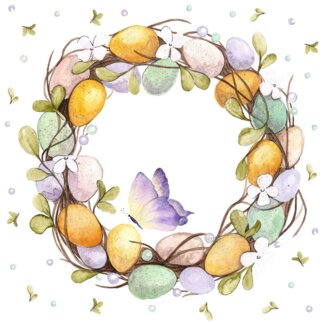 Serviette "Eggs Wreath", 33 x 33 cm Servietten & Partyartikel