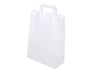 Papiertasche mit Flachhenkel, weiss, Hochformat, 27x12x37  Tragetaschen mit Flachhenkel, Papiertaschen & Boxen