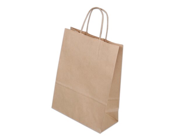 Papiertasche mit Kordel, braun, Hochformat, 22x10x29  Taschen mit gedrehter Kordel, Papiertaschen & Boxen