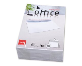 Enveloppe Office C6 sans fenêtre,  patte autocollante  Enveloppes