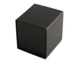 Magnetische Würfelbox, schwarz, Recyclingkarton, 10cm Papiertaschen & Boxen