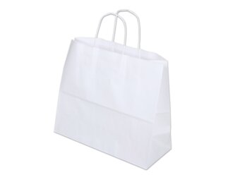 Papiertasche mit Kordel, weiss Querformat, 32x13x28  Papiertaschen & Boxen