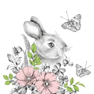 Serviette "Graphite Bunny", 33 x 33 cm Servietten & Partyartikel