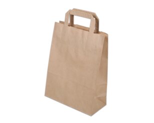 Papiertasche mit Flachhenkel, braun, Hochformat, 22x10x29  Tragetaschen mit Flachhenkel, Papiertaschen & Boxen