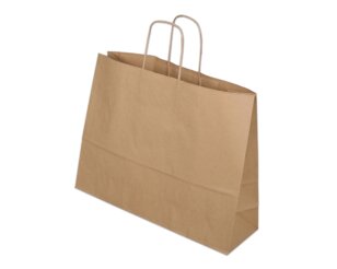 Papiertasche mit Kordel, recycling braun, 40x12x31  Taschen mit gedrehter Kordel, Papiertaschen & Boxen