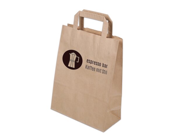 Bedruckbare Papiertasche mit Flachhenkel, braun, 22x29  Bedruckbare Tragetaschen, Papiertaschen & Boxen, Personali­sieren & Bedrucken