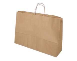 Papiertasche mit Kordel, recycling braun, 55x15x39  Taschen mit gedrehter Kordel, Papiertaschen & Boxen