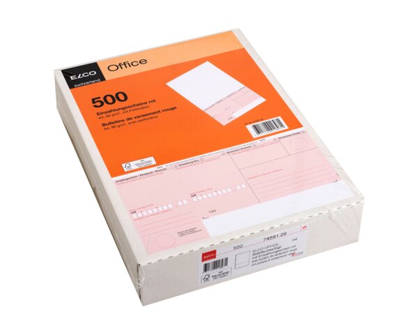 Bulletins de versement rouges en boîte, 90 g/m², 500 feuilles  Office Bulletins de versement, Blocs, carnets et papier à écrire