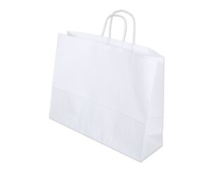 Papiertasche mit Kordel, weiss Querformat, 40x12x31  Taschen mit gedrehter Kordel, Papiertaschen & Boxen