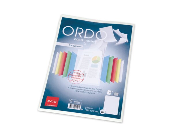 Ordo transparent blanc, sans fenêtre, 80 g/m² Ordo Chemises de classement, Organisation et pré­sentation, Ordo transparent