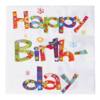 Serviette "Happy Birthday", 33 x 33 cm Servietten & Partyartikel