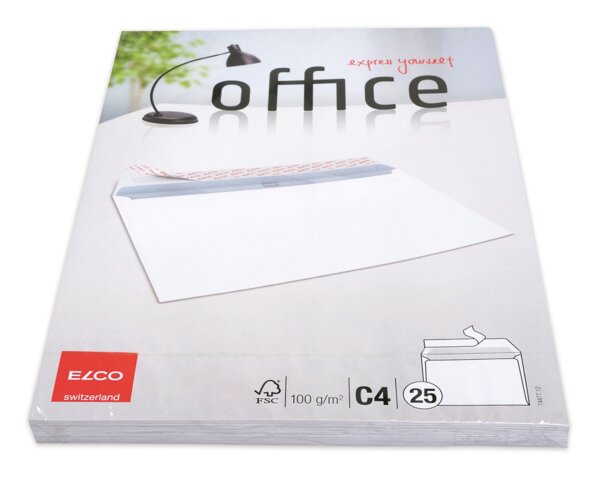 Enveloppe Office C4 sans fenêtre,  patte autocollante  Enveloppes, Enveloppes sans fenêtre, Enveloppes pour im­primantes laser, Marques d'­enveloppes Elco, Office
