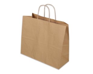 Papiertasche mit Kordel, recycling braun, 32x13x28  Taschen mit gedrehter Kordel, Papiertaschen & Boxen