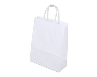 Papiertasche mit Kordel, weiss Hochformat, 22x10x29  Papiertaschen & Boxen