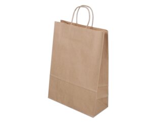 Papiertasche mit Kordel, braun, Hochformat, 27x12x37  Taschen mit gedrehter Kordel, Papiertaschen & Boxen