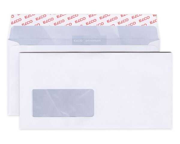 Enveloppe Premium 210x110 fenêtre à gauche, patte autocollante  Enveloppes avec fenêtre, Enveloppes, Marques d'­enveloppes Elco, Premium