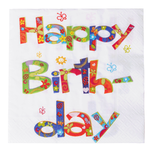 Serviette "Happy Birthday", 33 x 33 cm Partyartikel, Servietten bedruckt, Servietten, Servietten & Partyartikel