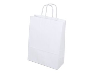 Papiertasche mit Kordel, weiss Hochformat, 27x12x37  Papiertaschen & Boxen