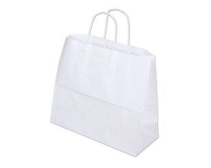 Papiertasche mit Kordel, weiss Querformat, 32x13x28  Taschen mit gedrehter Kordel, Papiertaschen & Boxen