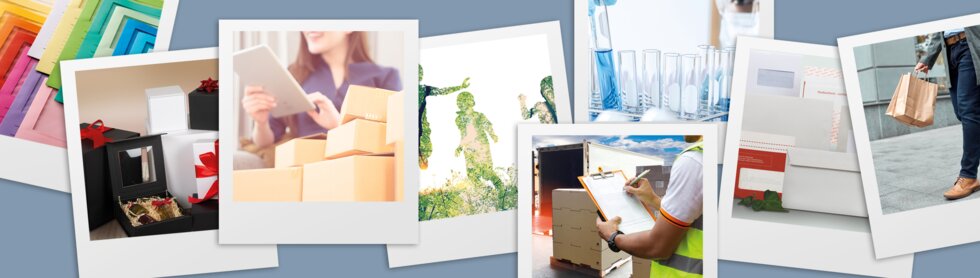 Die verschiedenen Themen- bzw. Produktwelten von Elco sind in Polaroidbildern dargestellt.