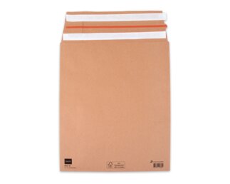 Papierversandbeutel mit Spitzboden, wiederverschliessbar, braun, 280x375x80 mm  Verpackung & Versand
